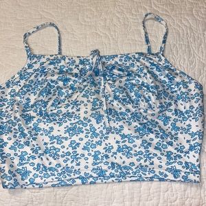 Blue flower white crop top Shein Large